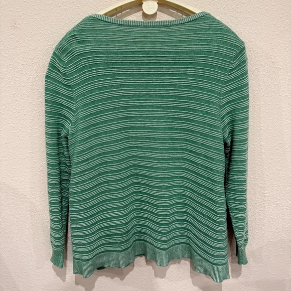 Soft Surroundings Stripe Sweater Twist Accent Green Cotton Blend Size Petite XL - Picture 3 of 12